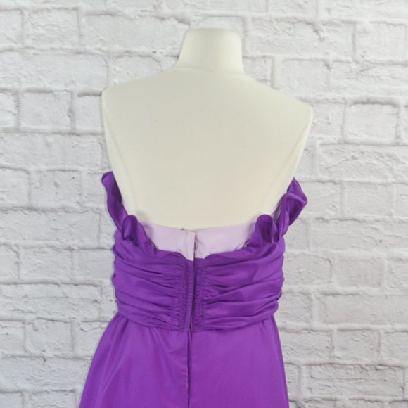 Vintage 80s Purple Peplum Strapless Maxi Dress - Picture 6 of 10